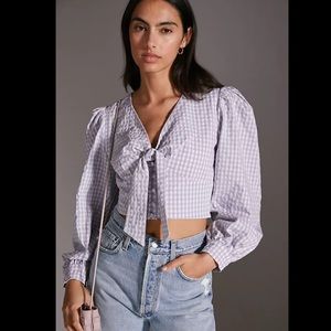 NWT Maeve cropped gingham buttondown